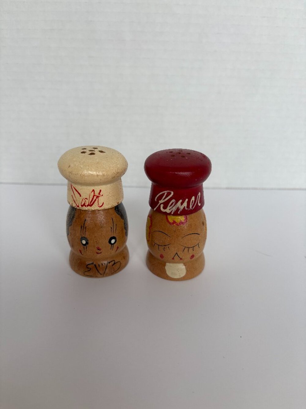 Vintage Wooden Chef Salt and Pepper Shakers